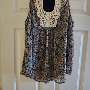 Collective Concepts Paisley Blouse with Lace Detail